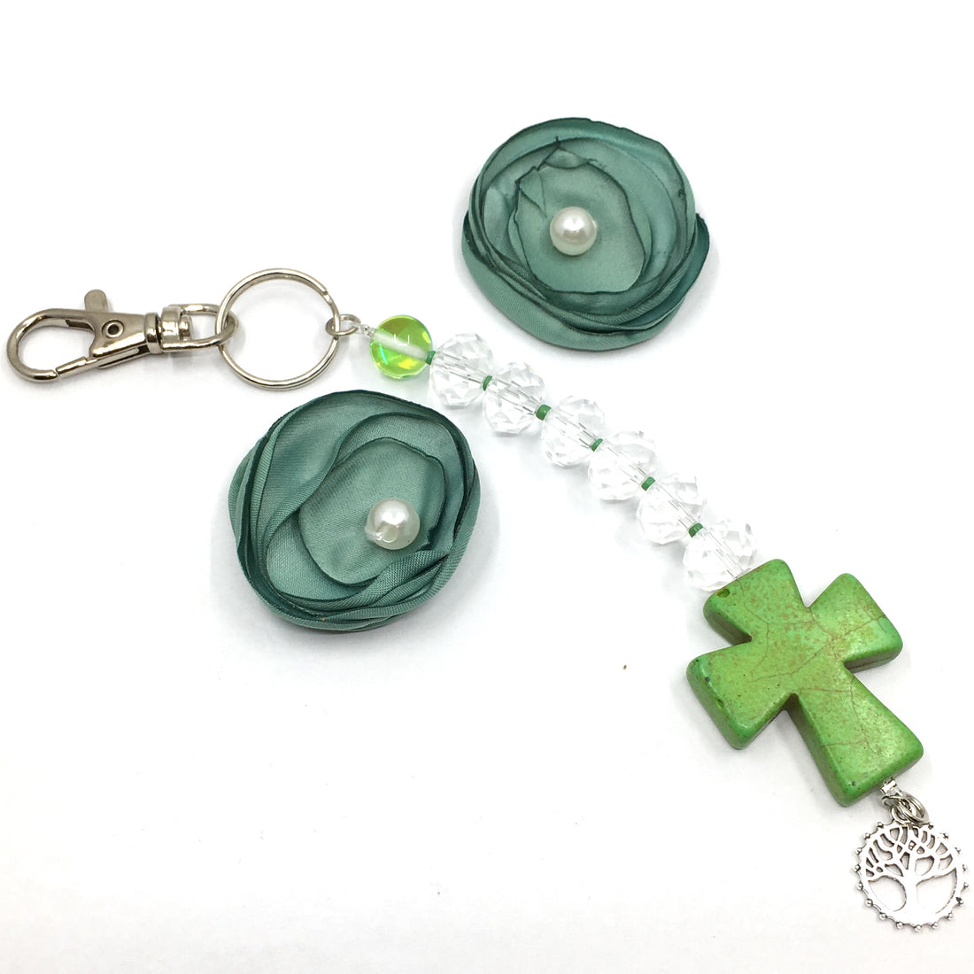 Green Howlite Keychain with Charm | Bellaire Wholesale