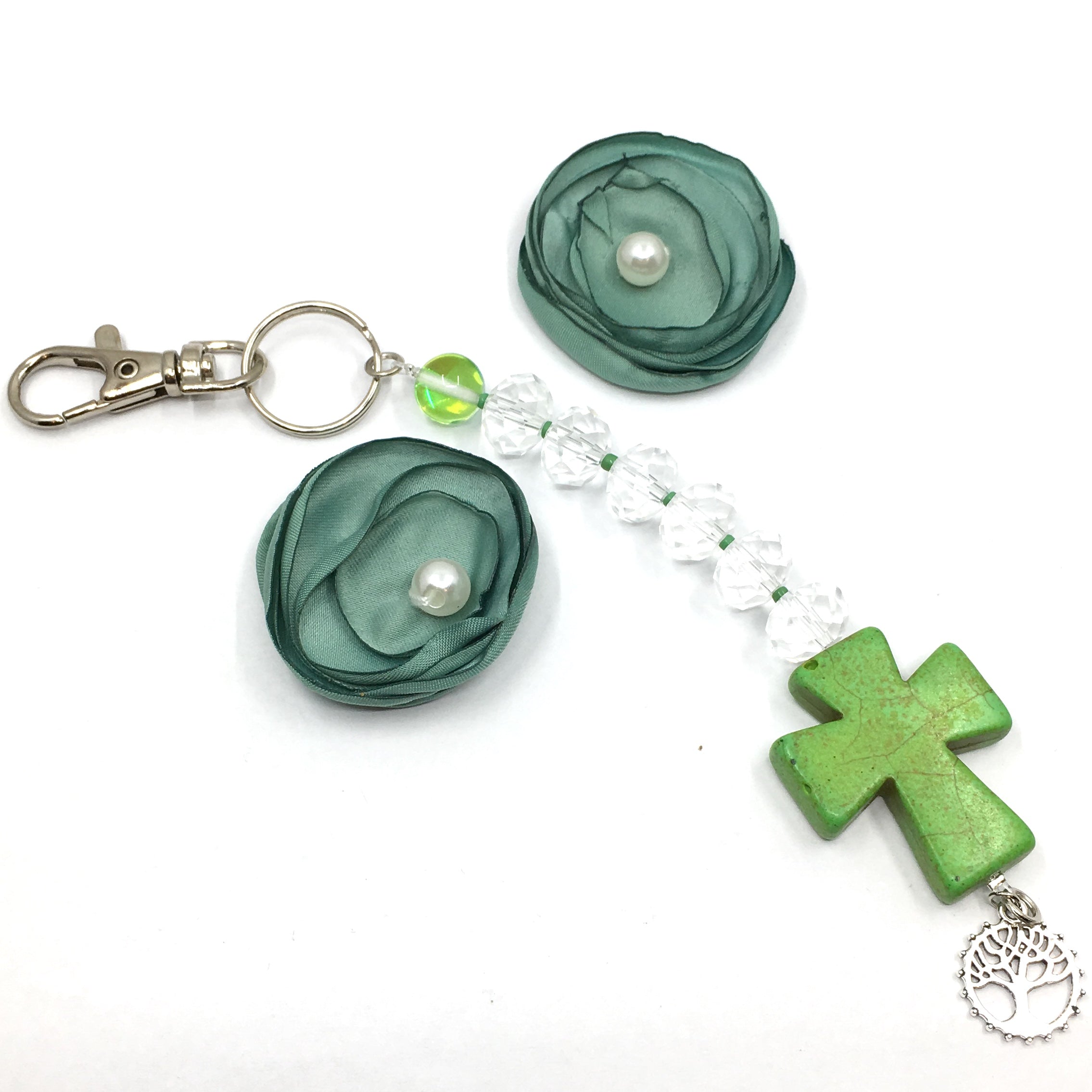 Green Howlite Keychain with Charm | Bellaire Wholesale