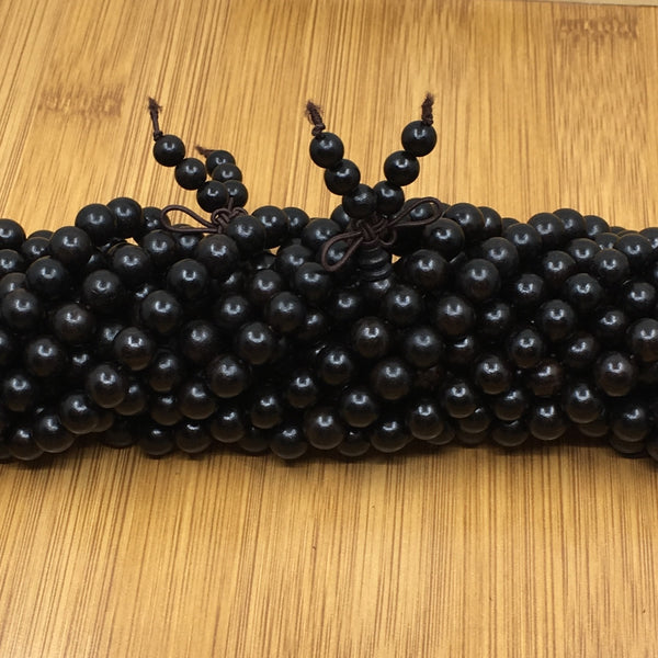 8mm Black Wood Bead with Guru Bead | Bellaire Wholesale