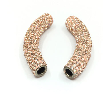 Rose Gold Shamballa Tube Bead | Bellaire Wholesale