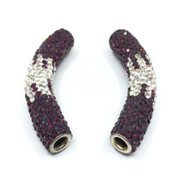 White & Dark Purple Shamballa Tube Bead | Bellaire Wholesale