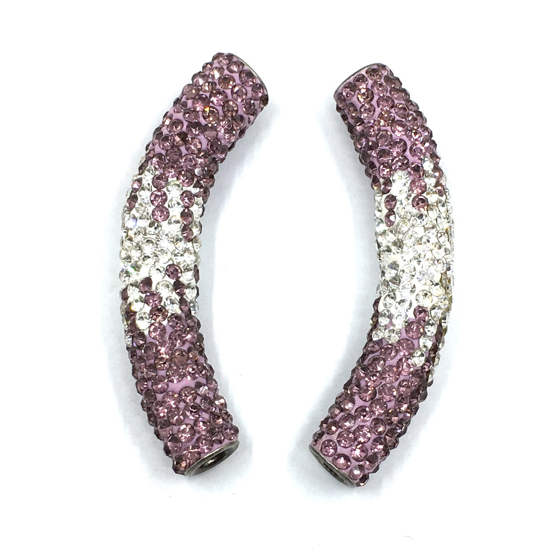 White & Light Amethyst Shamballa Tube Bead | Bellaire Wholesale