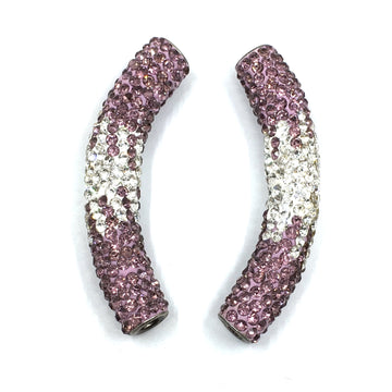 White & Light Amethyst Shamballa Tube Bead | Bellaire Wholesale