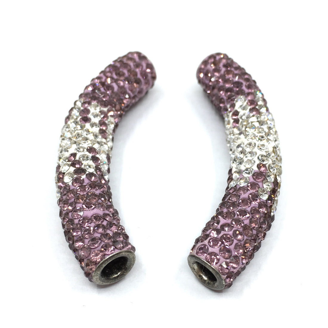 White & Light Amethyst Shamballa Tube Bead | Bellaire Wholesale