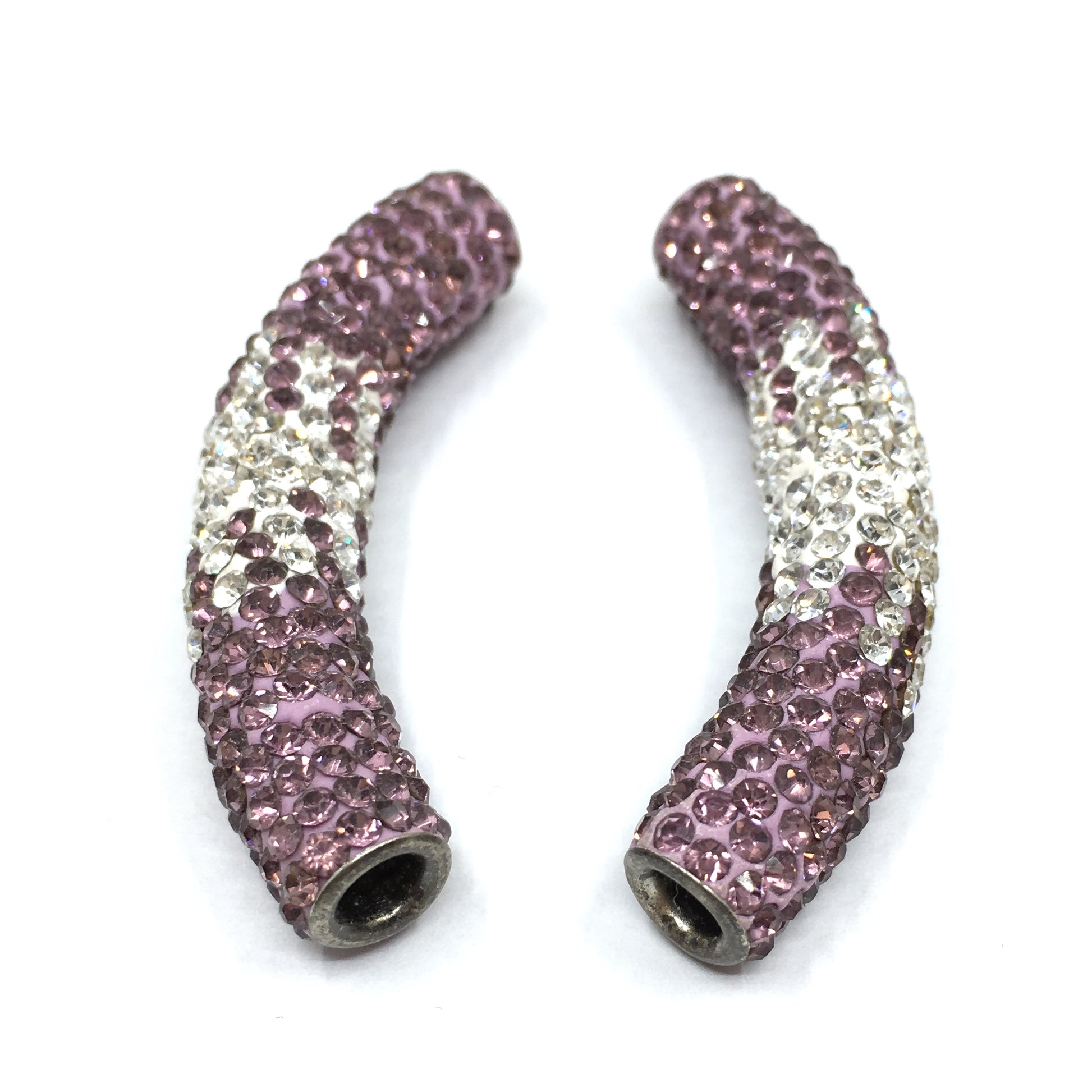 White & Light Amethyst Shamballa Tube Bead | Bellaire Wholesale