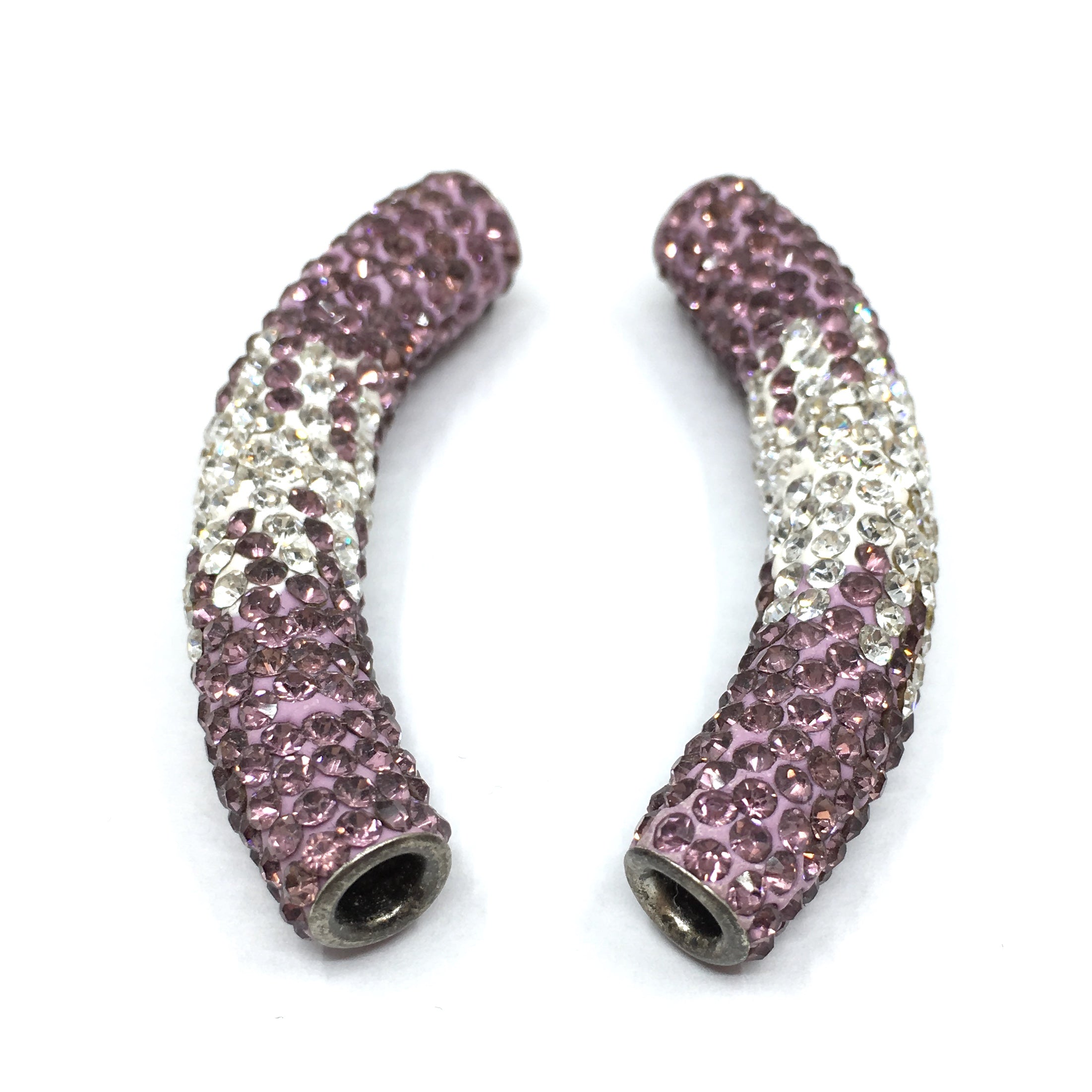 White & Light Amethyst Shamballa Tube Bead | Bellaire Wholesale