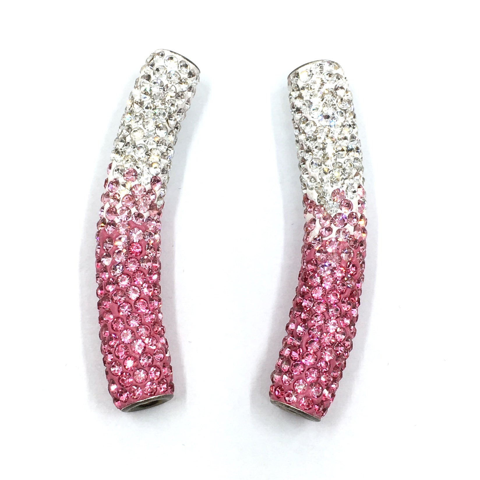White & Light Pink Shamballa Tube Bead | Bellaire Wholesale