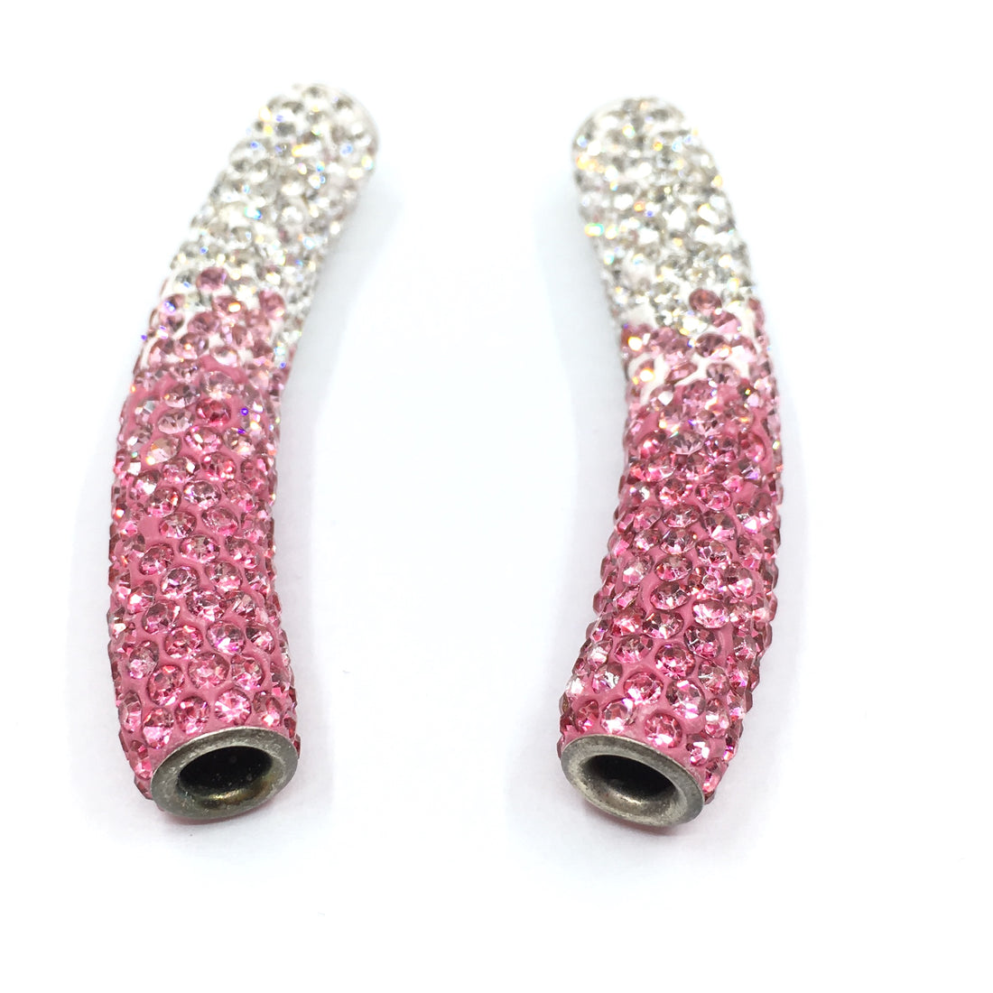 White & Light Pink Shamballa Tube Bead | Bellaire Wholesale