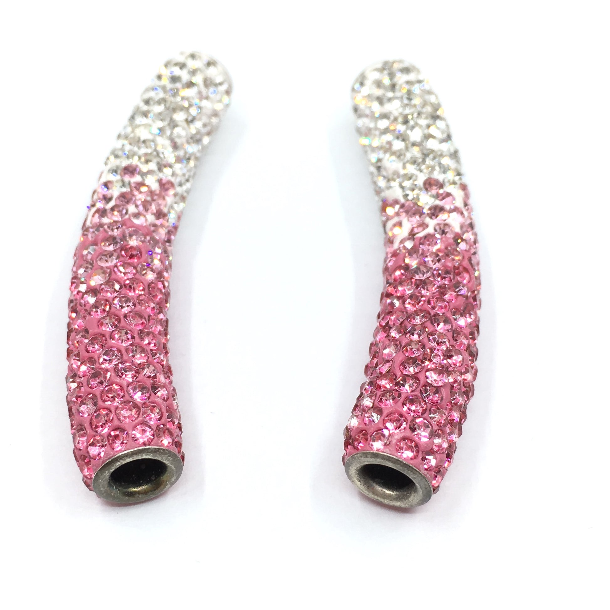 White & Light Pink Shamballa Tube Bead | Bellaire Wholesale