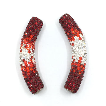 White & Red Shamballa Tube Bead | Bellaire Wholesale