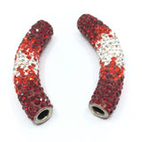 White & Red Shamballa Tube Bead | Bellaire Wholesale
