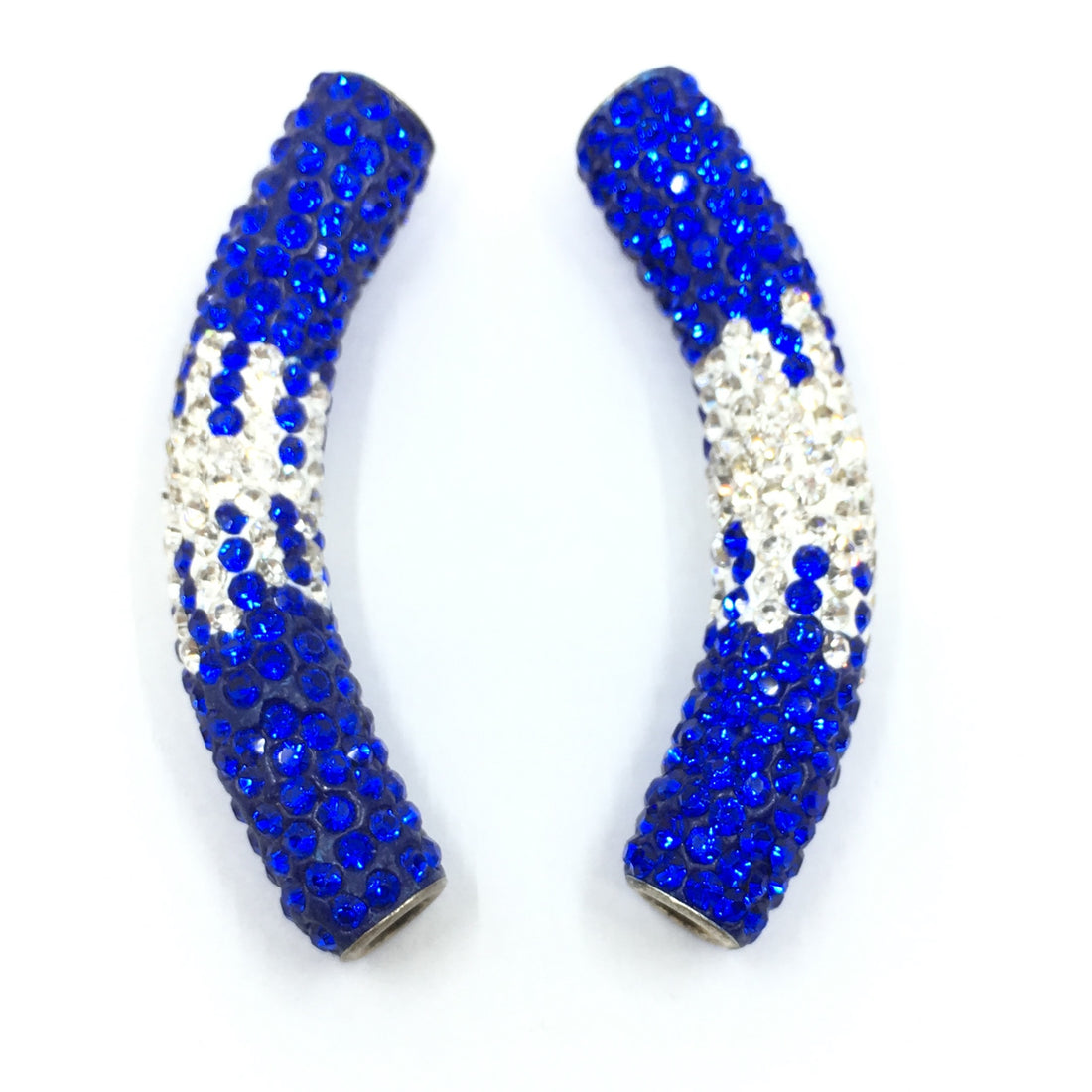 White & Royal Blue Shamballa Tube Bead | Bellaire Wholesale