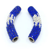 White & Royal Blue Shamballa Tube Bead | Bellaire Wholesale