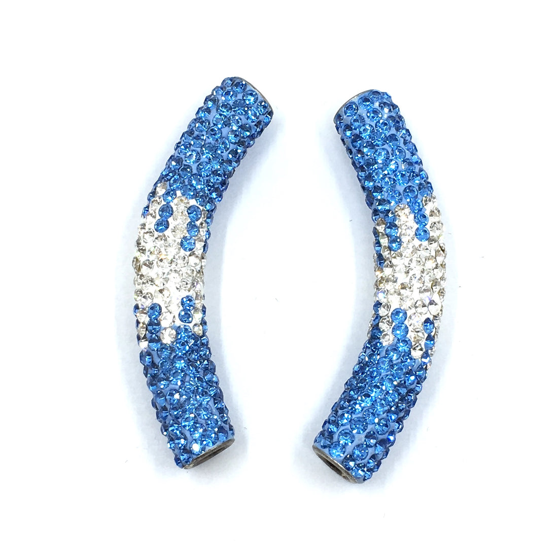 White & Light Blue Shamballa Tube Bead | Bellaire Wholesale