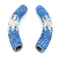 White & Light Blue Shamballa Tube Bead | Bellaire Wholesale