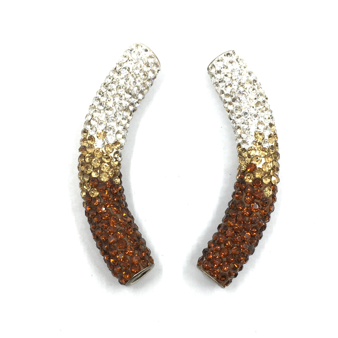 White & Brown Shamballa Tube Bead | Bellaire Wholesale