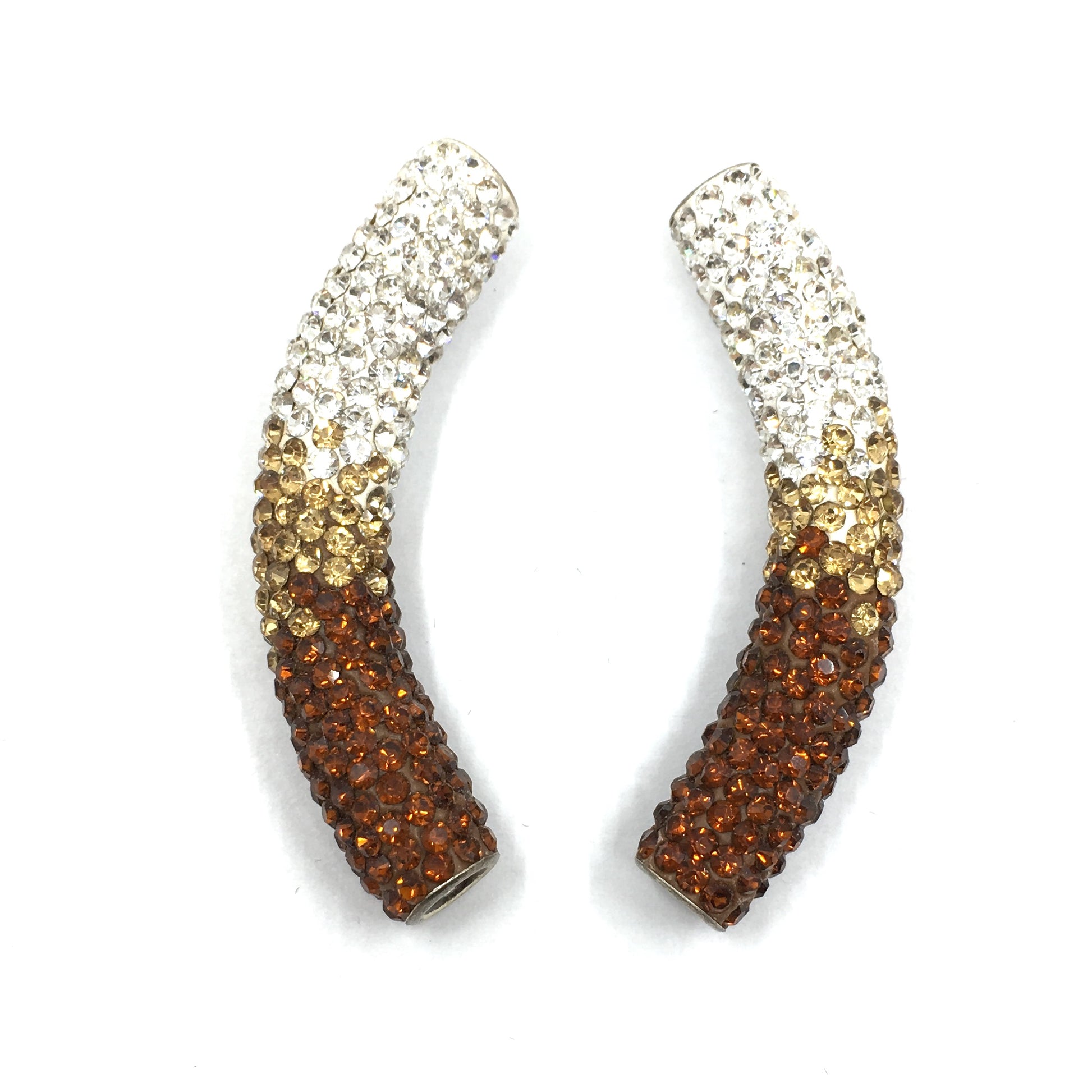 White & Brown Shamballa Tube Bead | Bellaire Wholesale