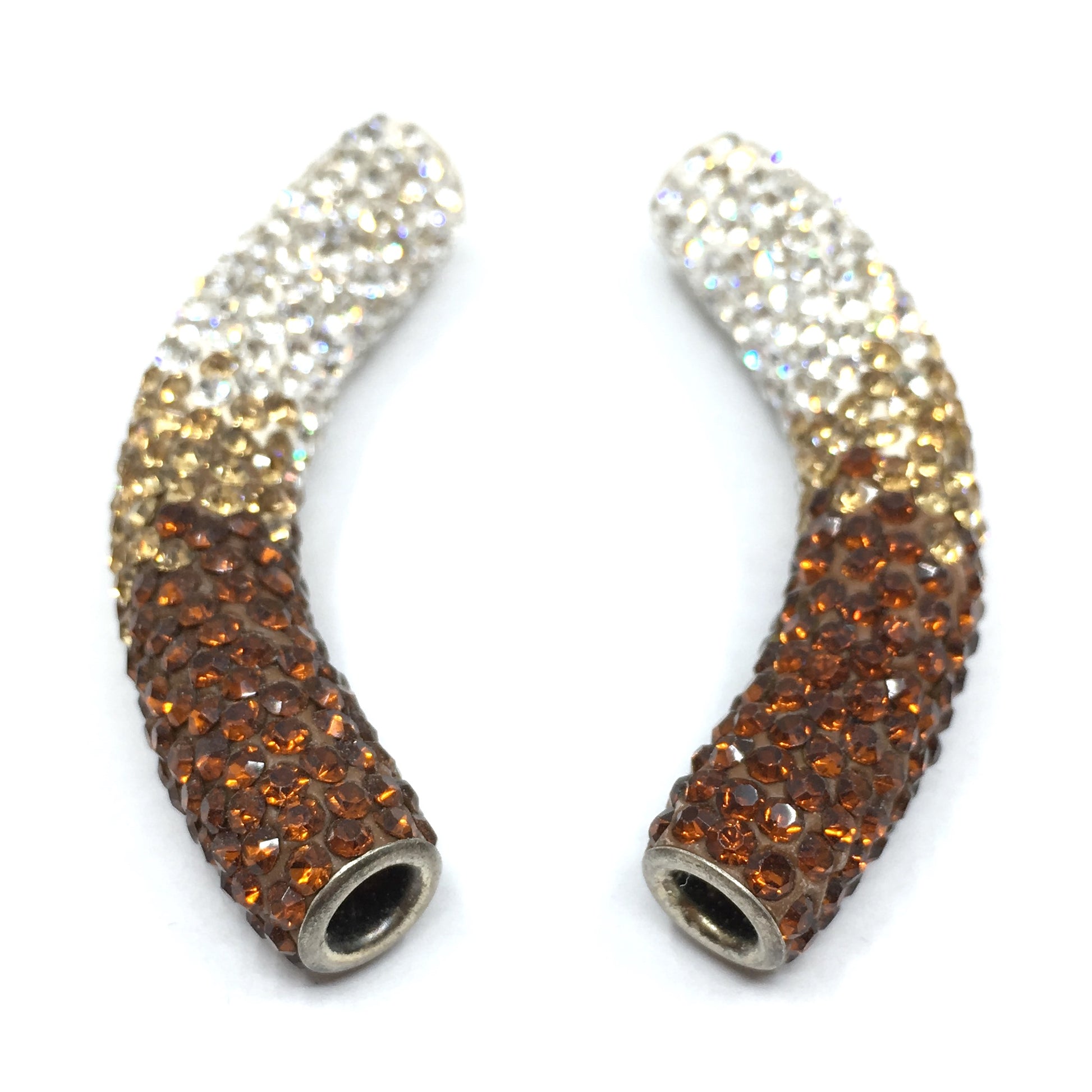 White & Brown Shamballa Tube Bead | Bellaire Wholesale