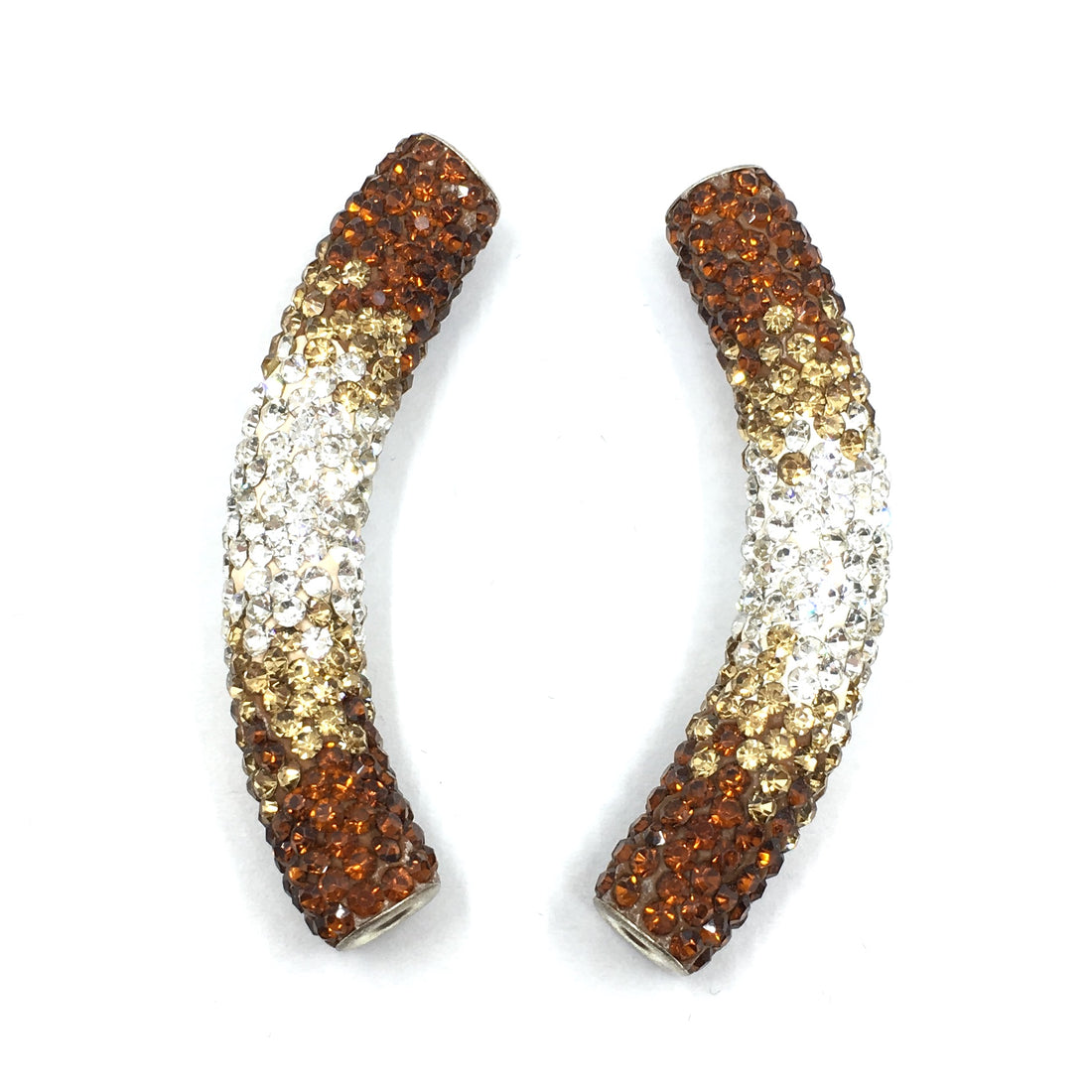 White & Brown Shamballa Tube Bead | Bellaire Wholesale