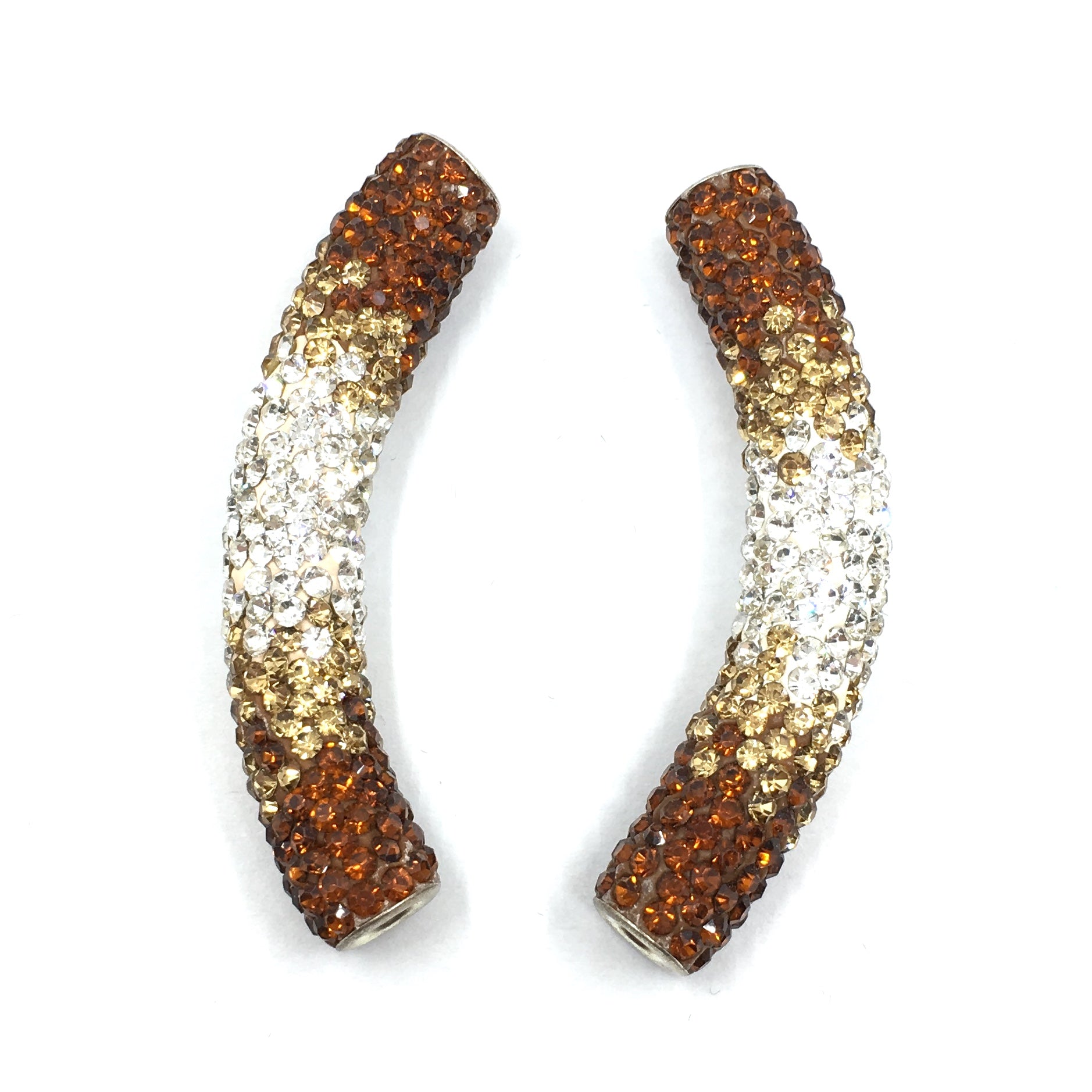 White & Brown Shamballa Tube Bead | Bellaire Wholesale