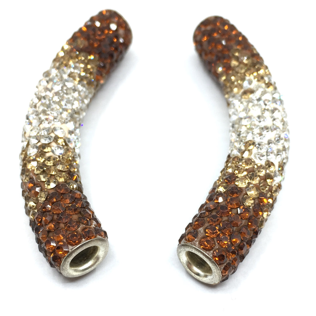 White & Brown Shamballa Tube Bead | Bellaire Wholesale