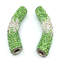 White & Light Green Shamballa Tube Beads | Bellaire Wholesale