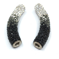 White & Black Shamballa Tube Beads | Bellaire Wholesale