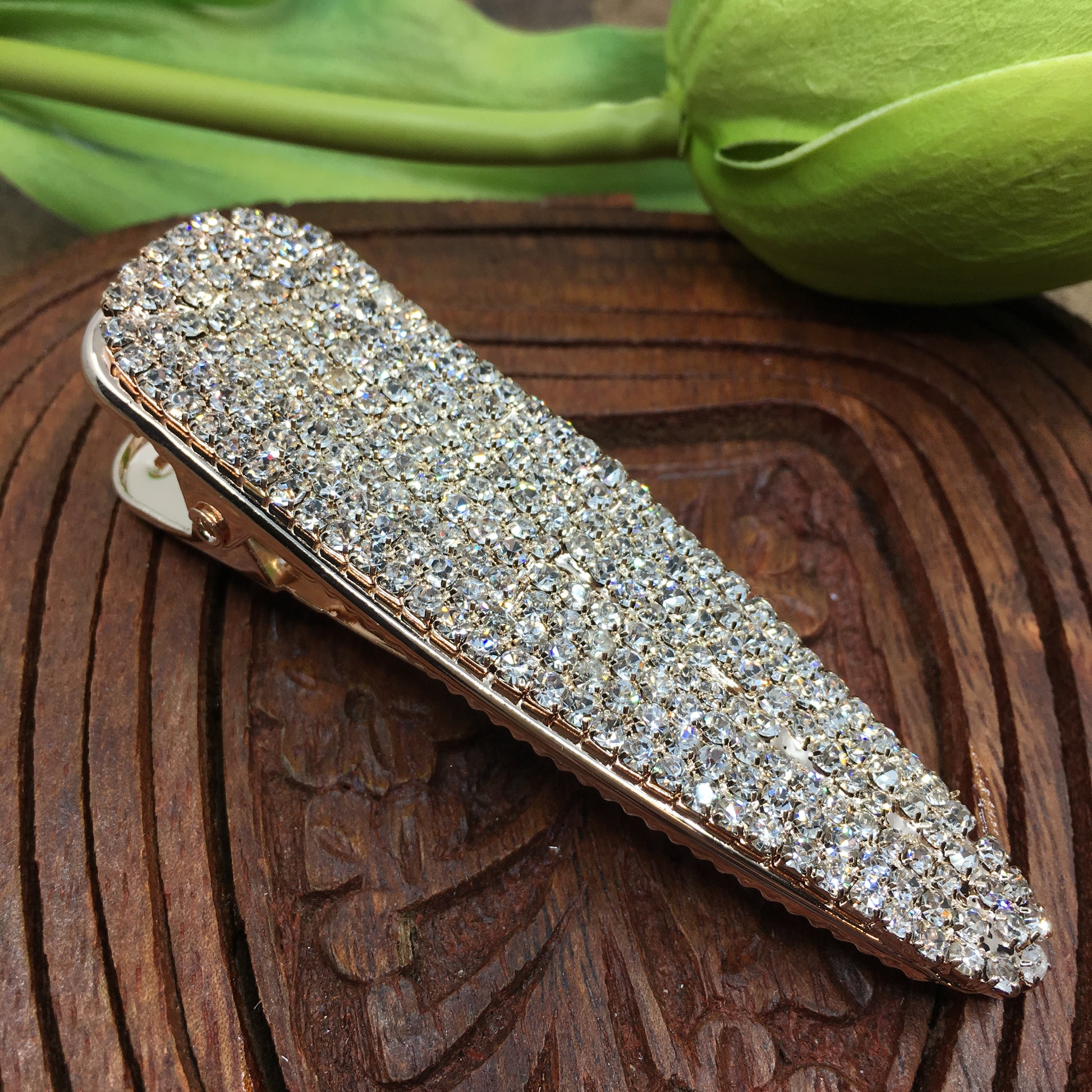 Rose Gold Crystal Rhinestone Stud Hair Clips | Bellaire Wholesale