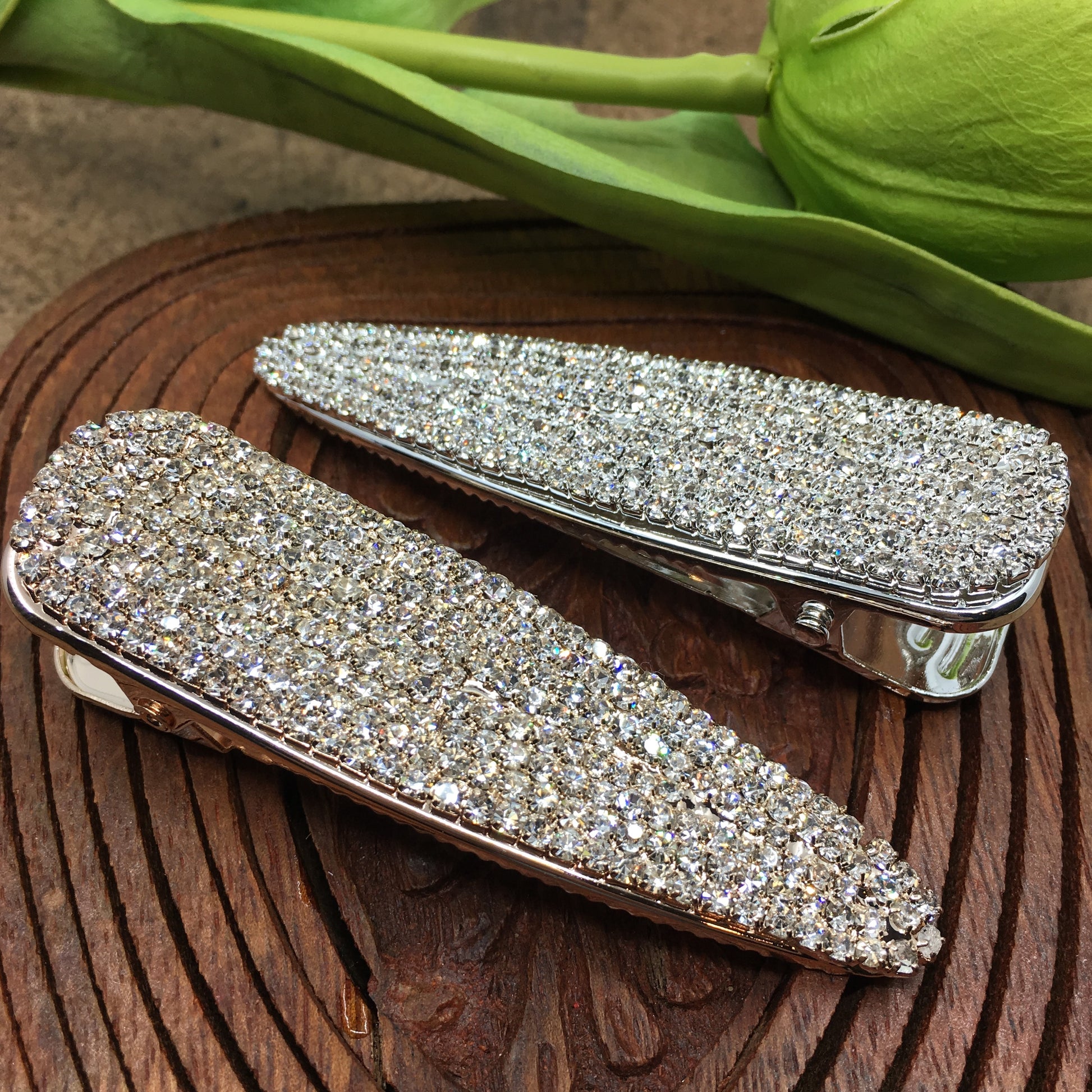 Rose Gold Crystal Rhinestone Stud Hair Clips | Bellaire Wholesale