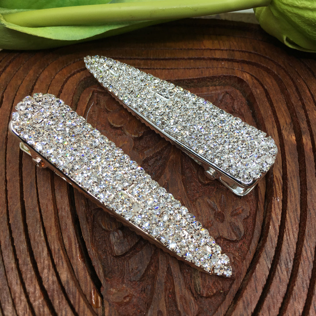 Silver Crystal Rhinestone Stud Hair Clips | Bellaire Wholesale