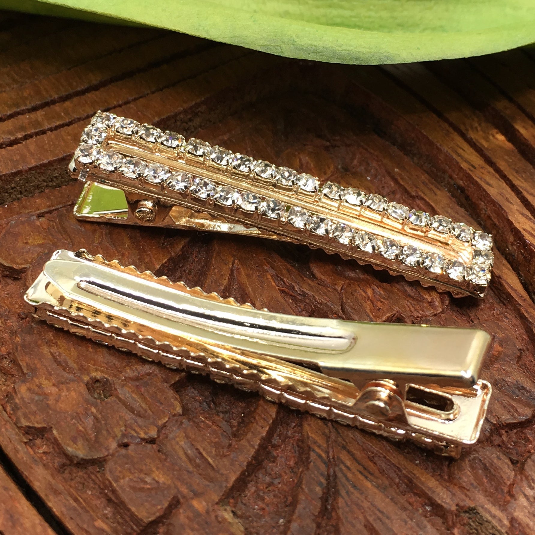 Rose Gold Crystal Rhinestone Stud Hair Clips | Bellaire Wholesale