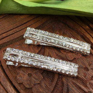 Silver Crystal Rhinestone Stud Hair Clips | Bellaire Wholesale
