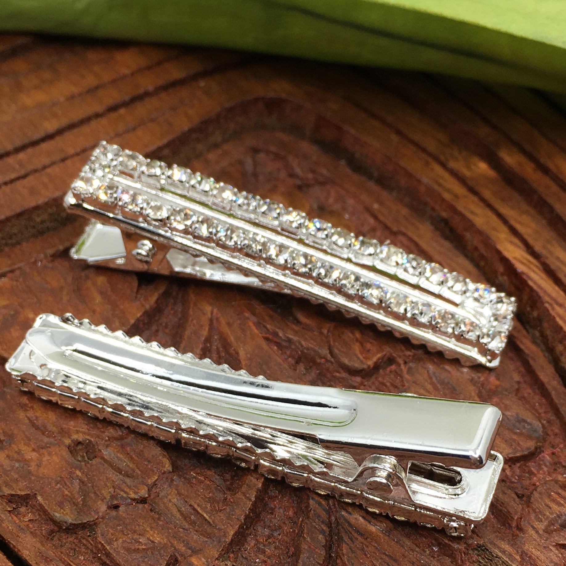 Silver Crystal Rhinestone Stud Hair Clips | Bellaire Wholesale