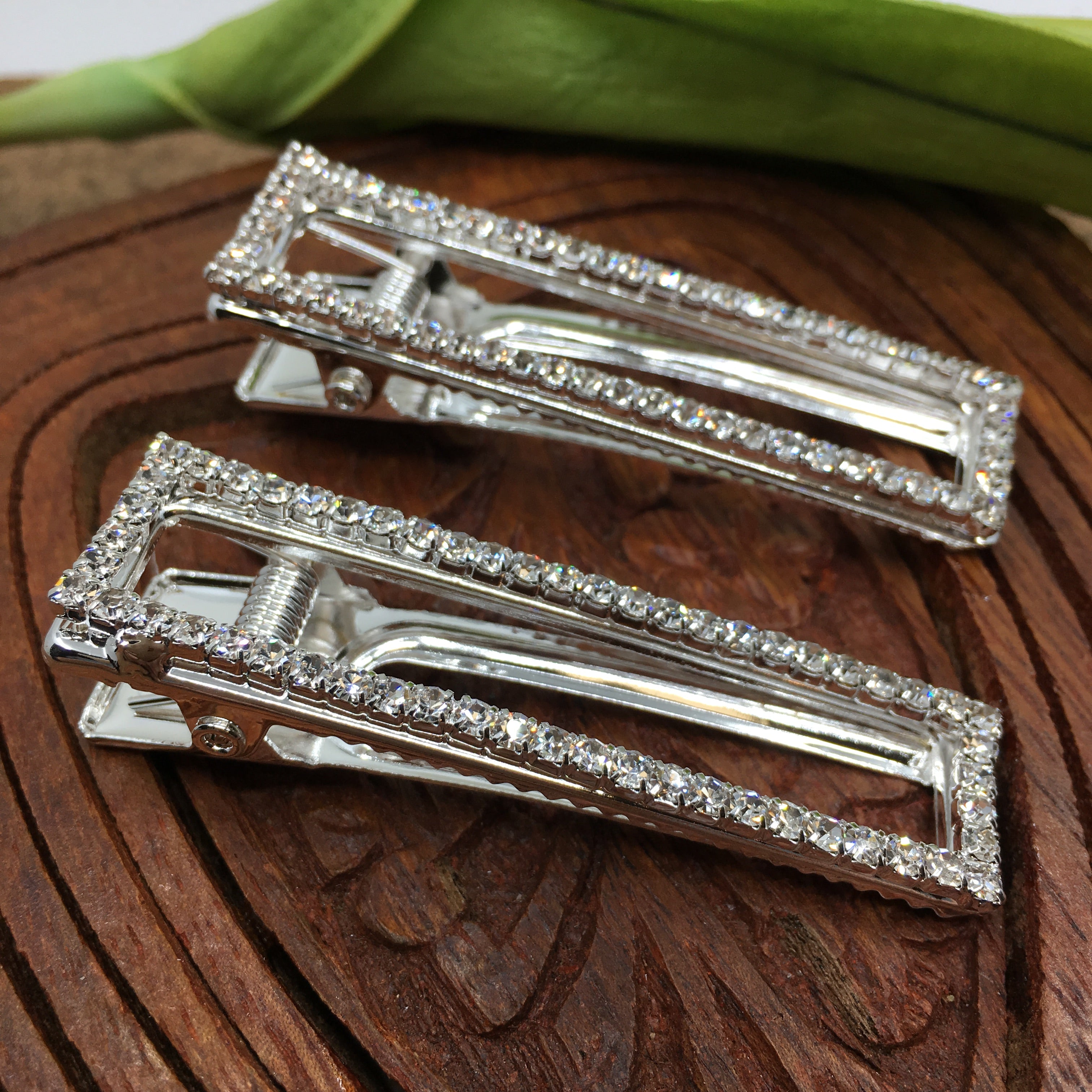 Silver Crystal Rhinestone Stud Hair Clips | Bellaire Wholesale