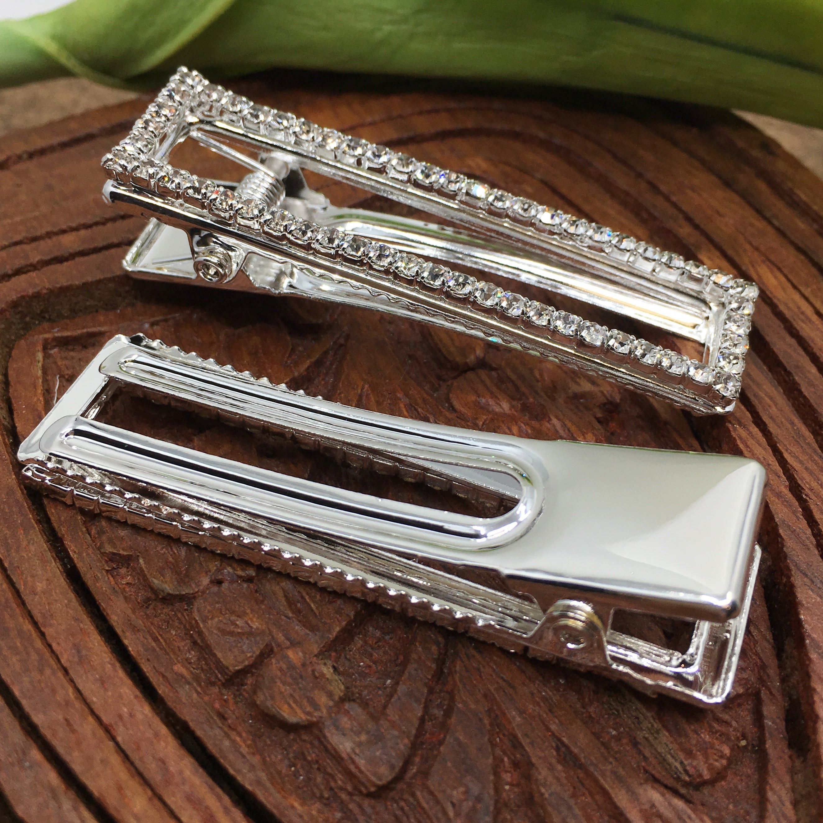 Silver Crystal Rhinestone Stud Hair Clips | Bellaire Wholesale