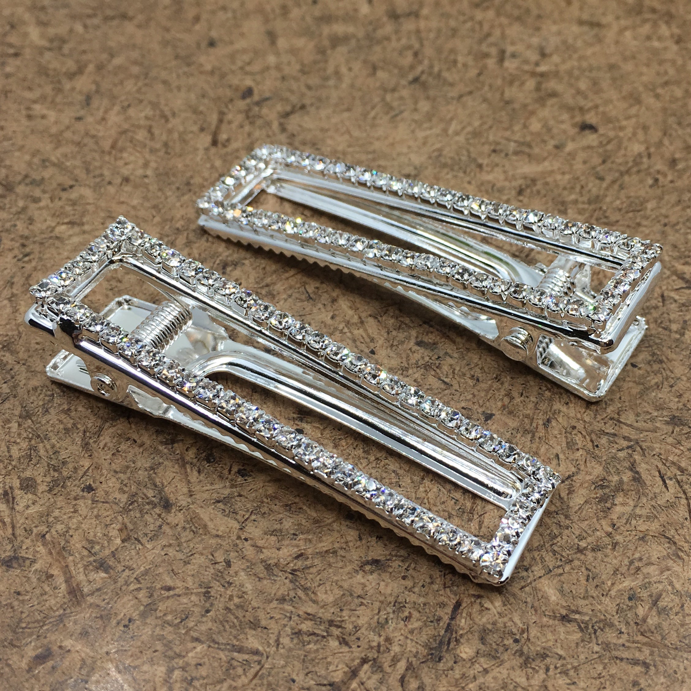 Silver Crystal Rhinestone Stud Hair Clips | Bellaire Wholesale