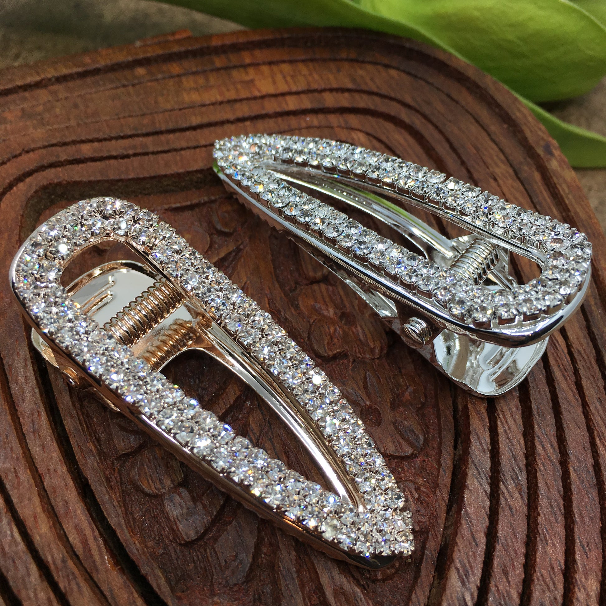 Silver Crystal Rhinestone Stud Hair Clips | Bellaire Wholesale