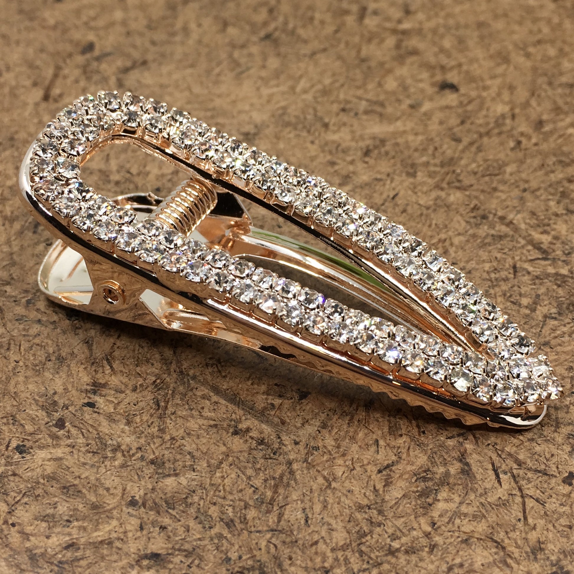 Rose Gold Crystal Rhinestone Stud Hair Clips | Bellaire Wholesale