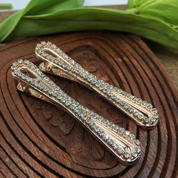 Rose Gold Crystal Rhinestone Stud Hair Clips | Bellaire Wholesale