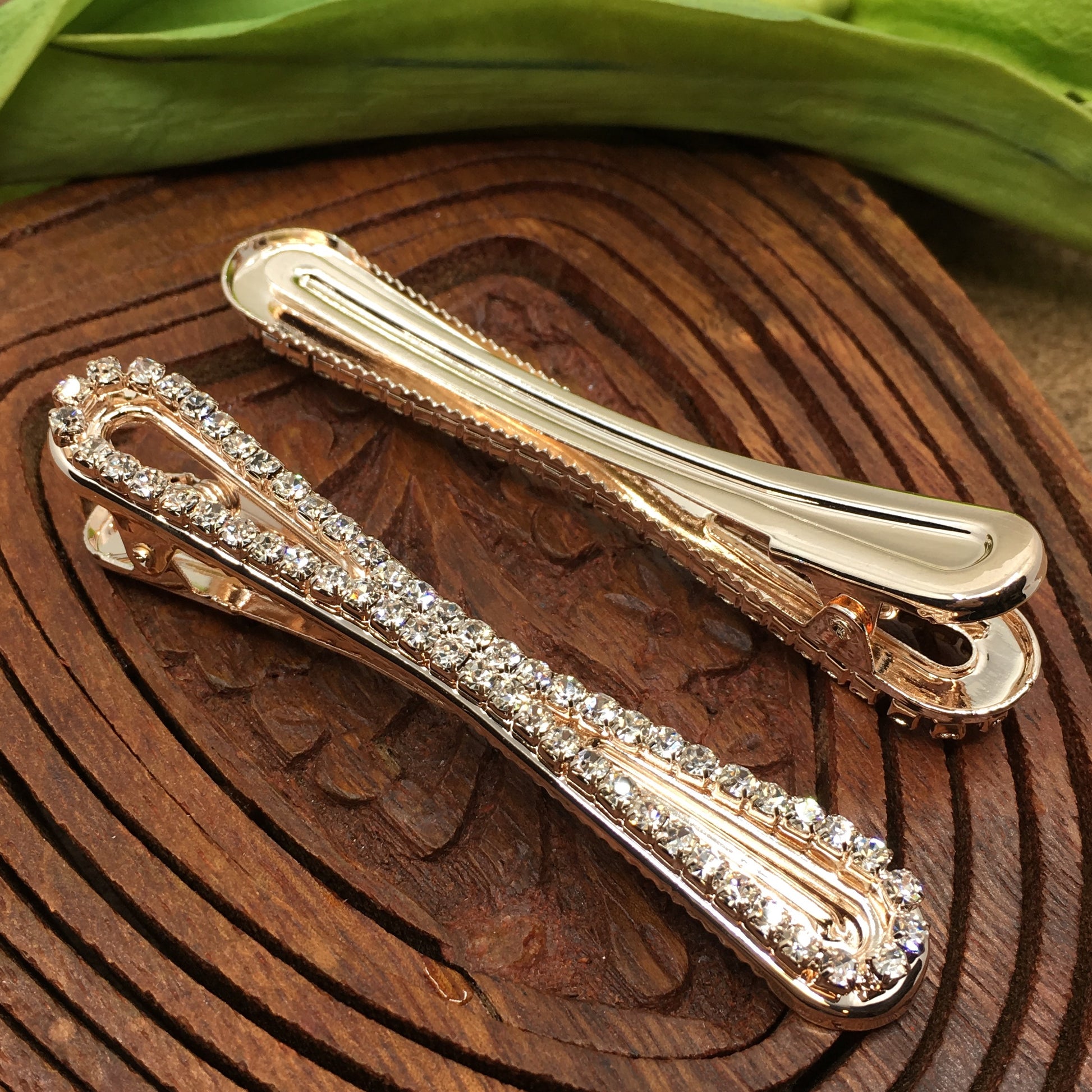 Rose Gold Crystal Rhinestone Stud Hair Clips | Bellaire Wholesale
