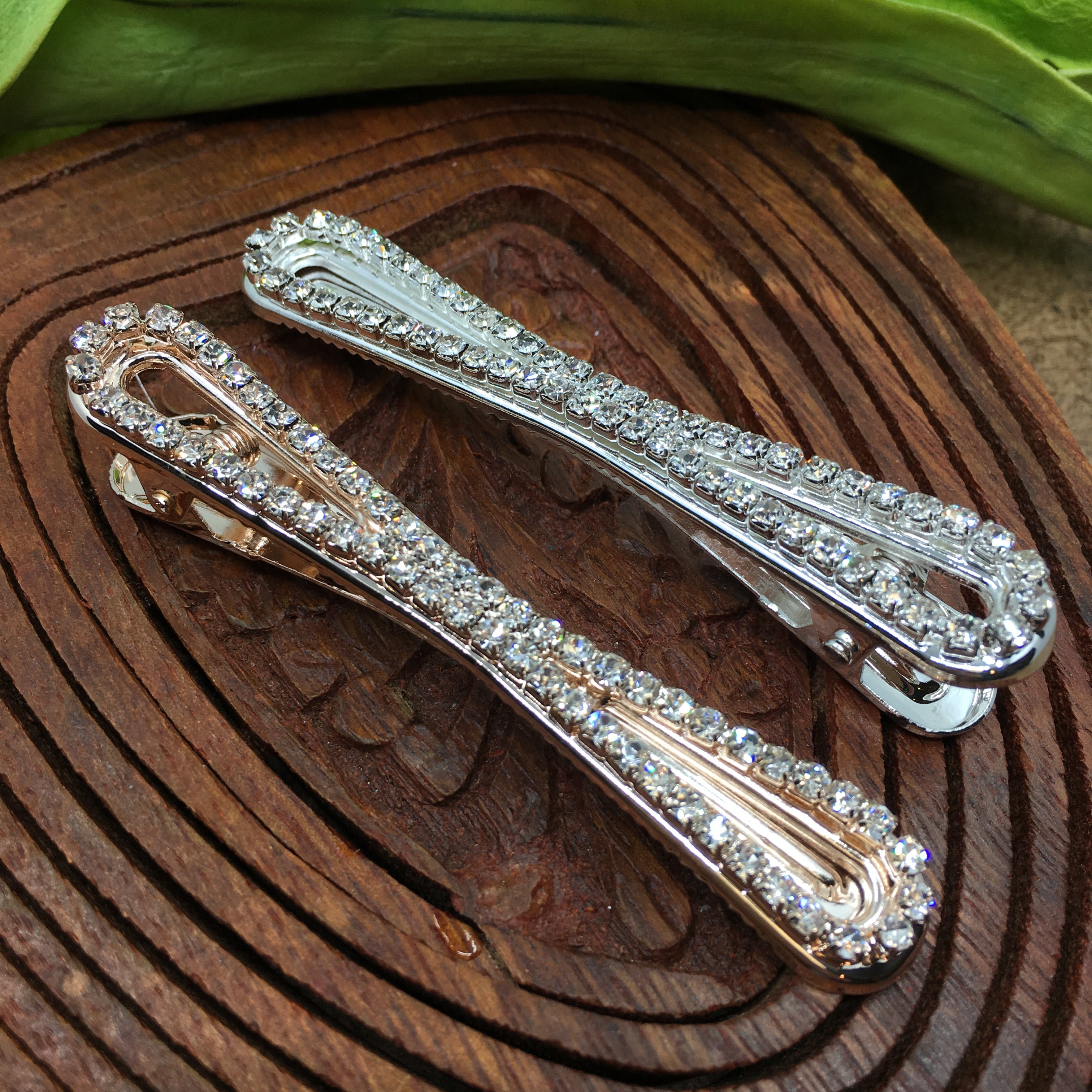 Rose Gold Crystal Rhinestone Stud Hair Clips | Bellaire Wholesale