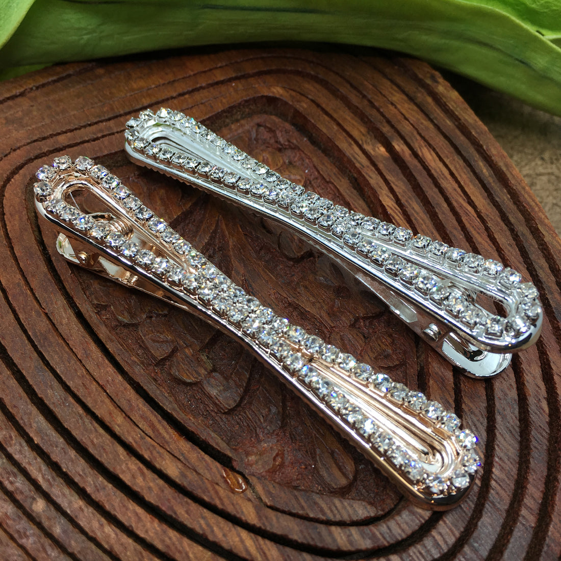 Silver Crystal Rhinestone Stud Hair Clips | Bellaire Wholesale