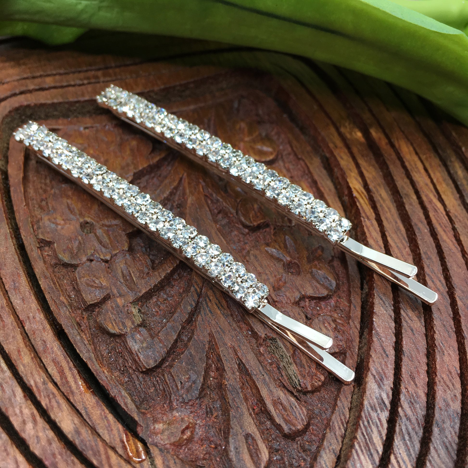 Rose Gold Crystal Rhinestone Stud Hair Clips | Bellaire Wholesale