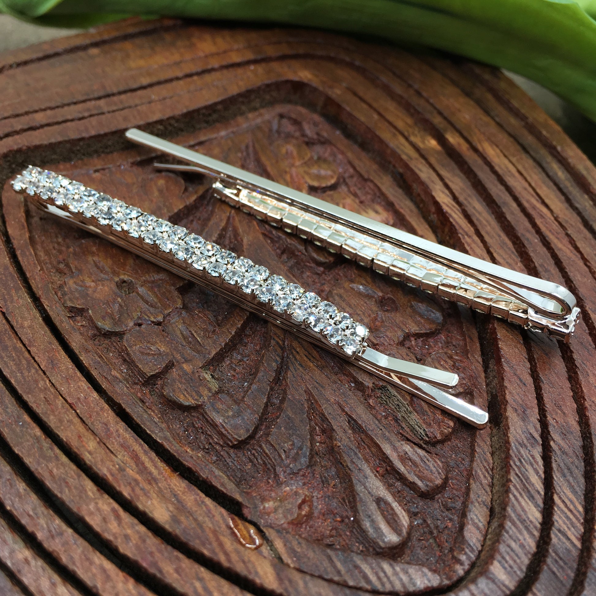 Rose Gold Crystal Rhinestone Stud Hair Clips | Bellaire Wholesale