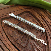 Silver Crystal Rhinestone Stud Hair Clips | Bellaire Wholesale