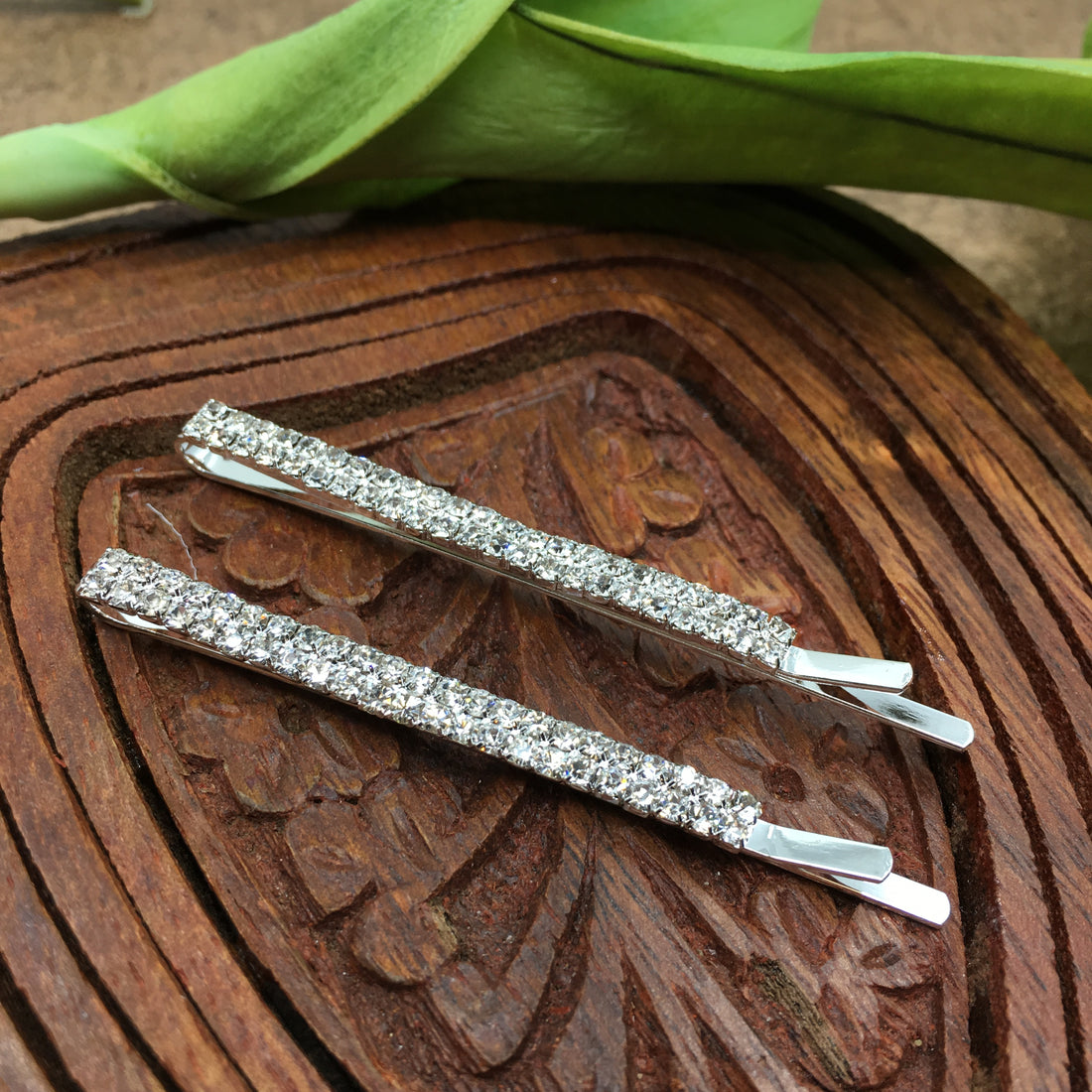 Silver Crystal Rhinestone Stud Hair Clips | Bellaire Wholesale