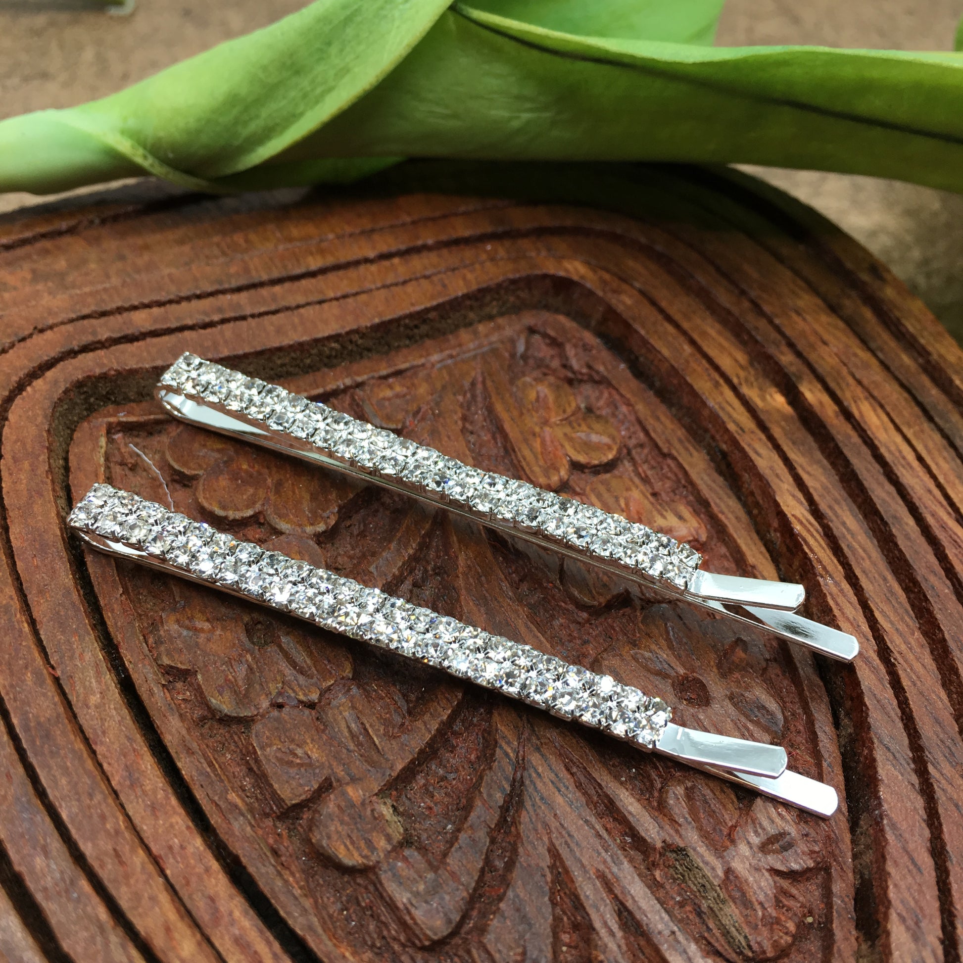 Silver Crystal Rhinestone Stud Hair Clips | Bellaire Wholesale