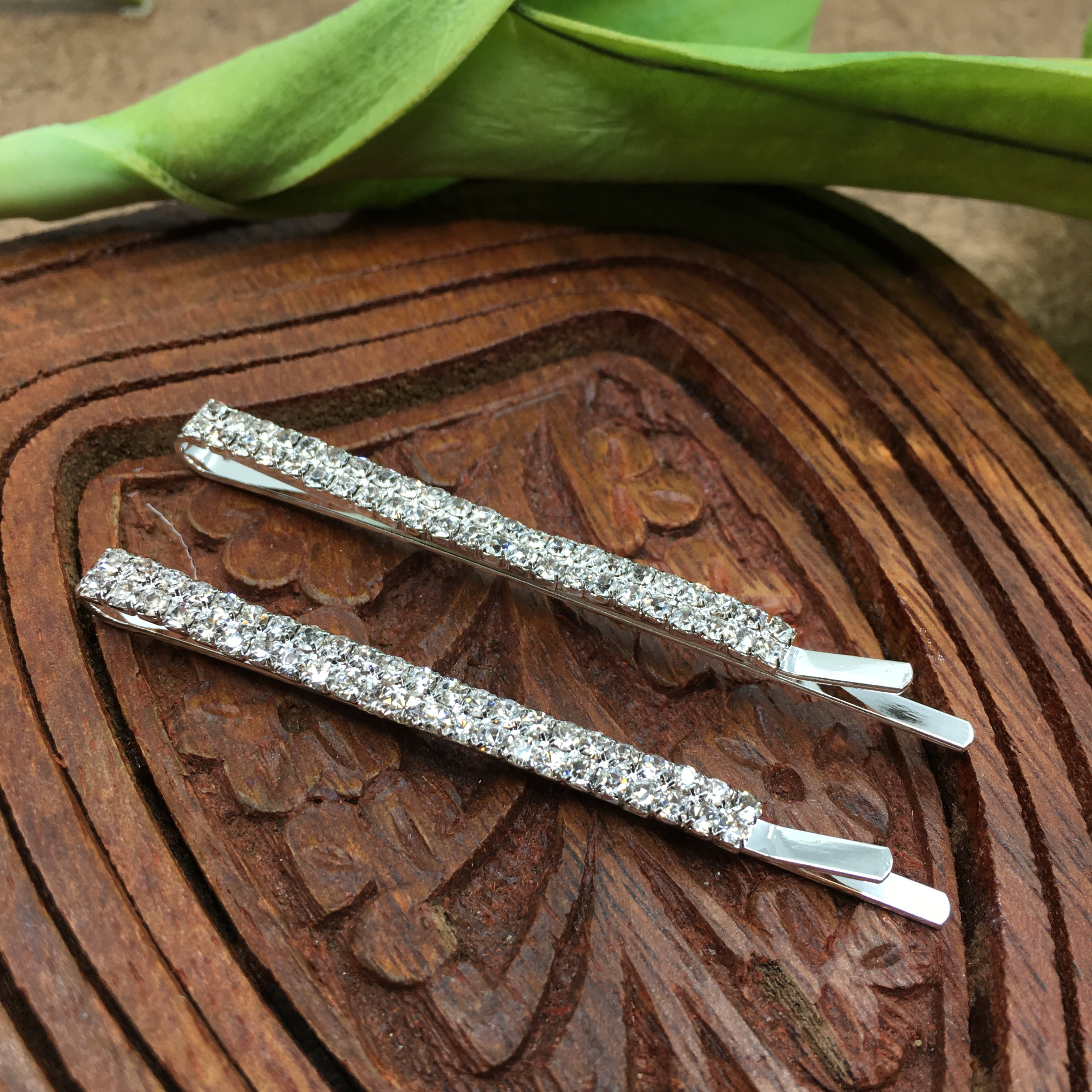 Silver Crystal Rhinestone Stud Hair Clips | Bellaire Wholesale