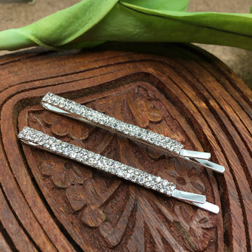 Silver Crystal Rhinestone Stud Hair Clips | Bellaire Wholesale
