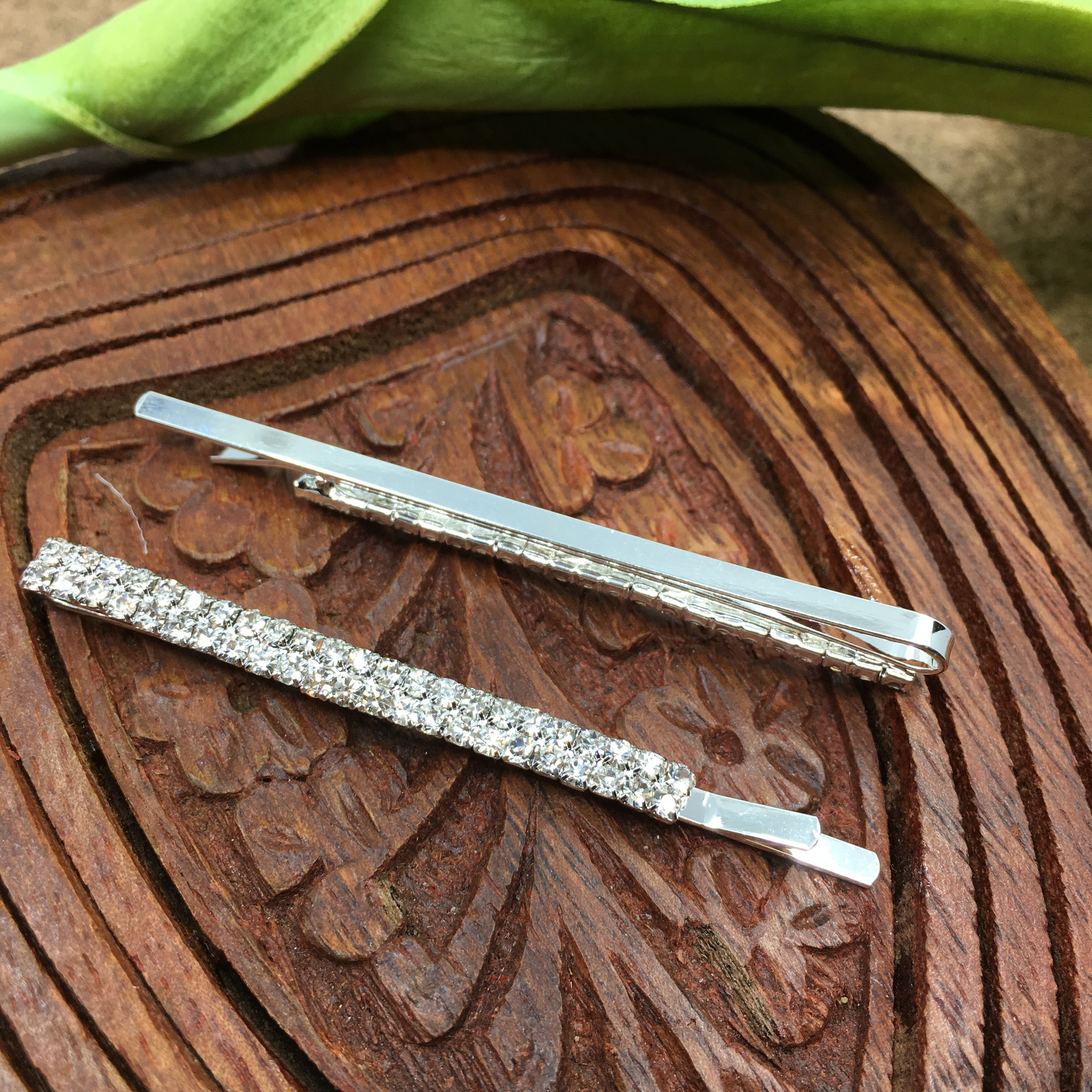 Silver Crystal Rhinestone Stud Hair Clips | Bellaire Wholesale
